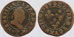 Dy 1152 - Henri III - Double tournois - 1589, Rouen