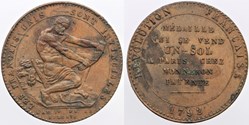 1792 - Convention - Monnaie de confiance d'1 sol