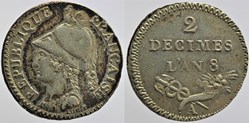 1800 - Consulat - Essai du 2 décimes - AN 8