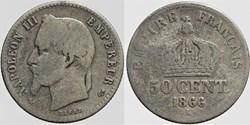 F-188 - Second Empire - 50 centimes - 1866 K