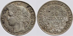 F-189 - Troisième République - Cérès - 50 c. - 1871 K