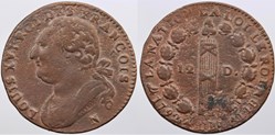 R-34 - Louis XVI - 12 deniers - 1792, Montpellier