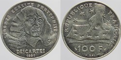 F-459 - René Descartes - 100 fr. - 1991