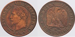 F-103 - Second Empire - 1 centime - 1861 BB
