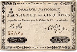 Assignat de 5 livres - 31 juillet 1792