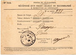 1914 - Cachets type A4 sur récépissé