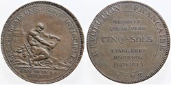 1792 - Convention - Monnaie de confiance de 5 sols