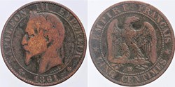 F-117 - Second Empire - 5 centimes - 1861 BB