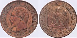 F-116 - Second Empire - 5 centimes - 1855 BB chien