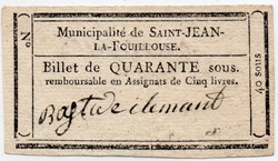 Billet de Confiance - St-JEAN-LA-FOUILLOUSE (Lozère) - 40 sous
