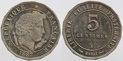 1887 - Troisième République - Essai de la 5 centimes de Merley