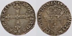 Dy 1178 - Charles X - Huitième d'écu - 1593, Nantes