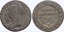 F-115 - Directoire - 5 centimes - AN 9 Lyon