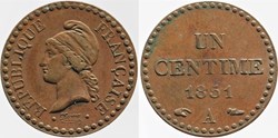 F-101 - Seconde République - 1 centime Dupré - 1851 Paris