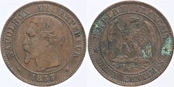 F-107 - Second Empire - 2 centimes - 1855 K chien