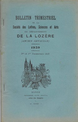 1939 - Bulletin de la Société des Lettres de la Lozère