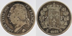 F-257 - Louis XVIII - 2 francs - 1824 Paris