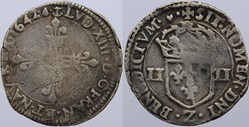 Dy 1332b - Louis XIII - 1/4 d' écu - 1642 Grenoble