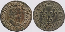 Dy 1360 - Louis XIII - Double tournois - 1613, Lyon