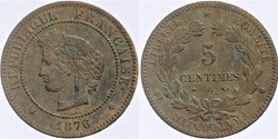 F-118 - Troisième République - Cérès - 5 c. - 1876 A