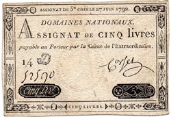 Assignat de 5 livres - 27 juin 1792