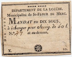 Billet de Confiance - St-FLOUR de MERCOIRE (Lozère) - 10 sous