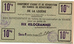 BON représentatif de 10 kg de viande
