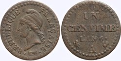 F-100 - Directoire - 1 centime - L'AN 6 A