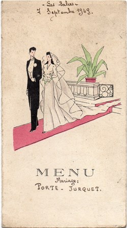 1949 - Menu de mariage, aux Salces