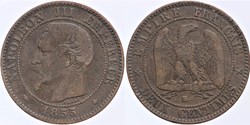 F-107 - Second Empire - 2 centimes - 1855 BB chien