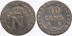 F-130 - Premier Empire - 10 centimes - 1808 H