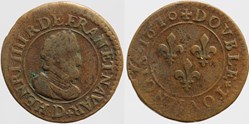 Dy 1273 - Henri IV - Double tournois - 1610, Lyon