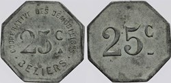 34 - Beziers - Coop. Démo. - 25 centimes