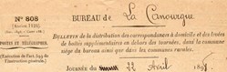 1898 - Bulletin de distribution et correspondance