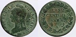 F-115 - Directoire - 5 centimes - AN 5 Paris