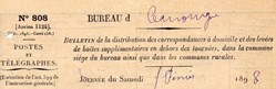 1898 - Bulletin de distribution et correspondance