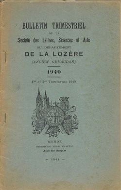 1940 - Bulletin de la Société des Lettres de la Lozère 1er et 2me trimestre