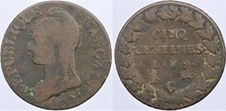 F-115 - Directoire - 5 centimes - AN 9 Genève
