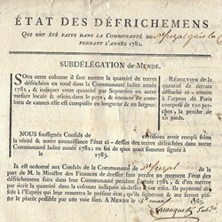 1783 - Etat des défrichements de St Frézal à la Canourgue