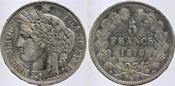 F-332 - Troisième République - Cérès - 5 f. - 1870 A
