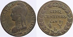F-115 - Directoire - 5 centimes - AN 8/6 Bordeaux