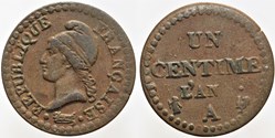 F-100 - Directoire - 1 centime - L'AN  A
