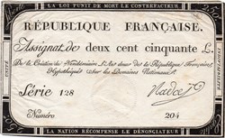 Assignat de 250 livres - 7 vendémiaire AN II