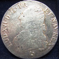 Ecu Louis XVI 1777 B Rouen