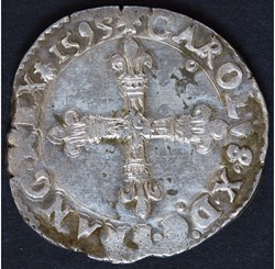 Charles X (Cardinal de Bourbon)- Quart d'écu - 1595 - Dinan