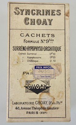 SYNCRINES CHOAY Opothérapie Surréno-Hypophyso-Orchitique