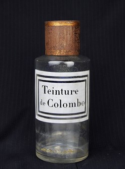 Flacon en verre petit modèle étiquette blanche Pharmacie RAVASSE