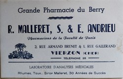 Grande Pharmacie du Berry à Vierzon - R.Malleret, S. et E. Andrieu