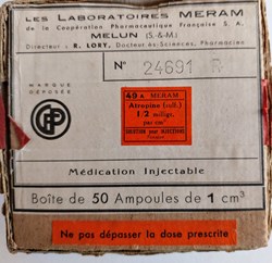 50 ampoules de 1 cm3 D'ATROPINE MÉRAM