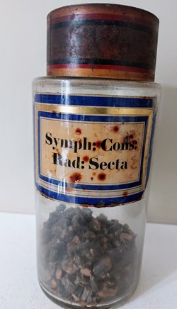 Flacon Herboristerie " Symph: Cons : Rad: Secta"